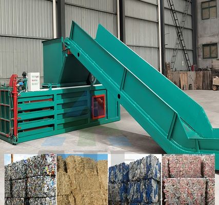8000 KG 용량 플라스틱 병 의류 캔 포장 수평 밸러 기계