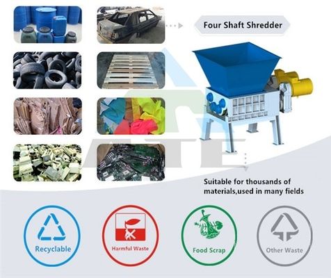 HDPE PP PE 폐기물에서 플라스틱 배럴 및 자동차 부품을위한 높은 출력 4 샤프트 쉐레더